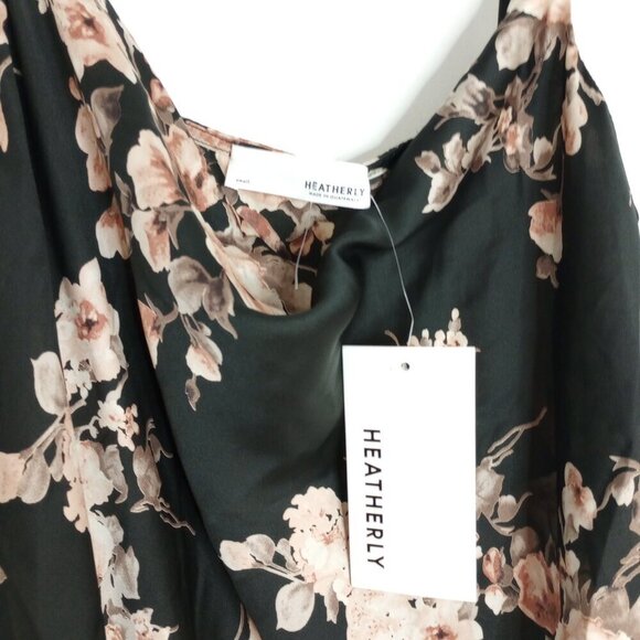 Heatherly Black Floral Valentina Spaghetti Strap Cowl Neck Bodyshirt - Picture 3 of 11